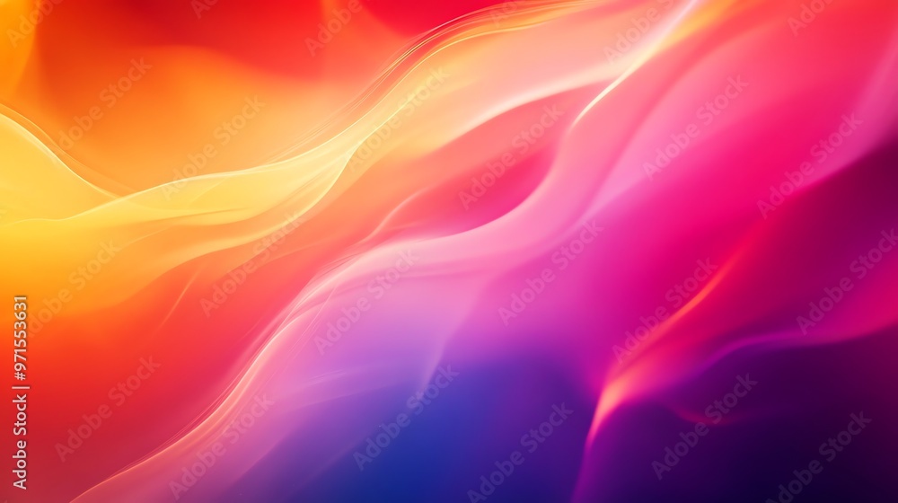 Poster abstract colorful background with flowing wavy lines.