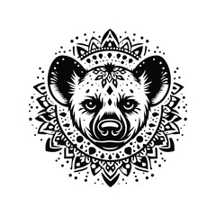 Obraz premium hyena in bohemian black and white silhouette illustration