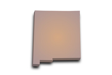 3d Map of New Mexico state with color. United State of America, US, United State