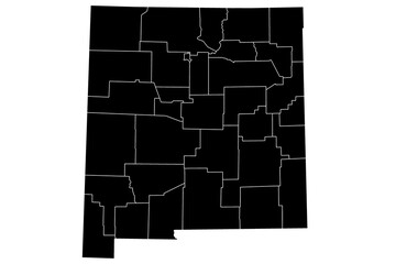 Administrative map of New Mexico state, United States of America, USA, us