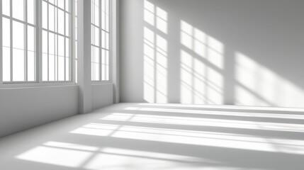 Empty room, sunlight streaming in, white color generative ai