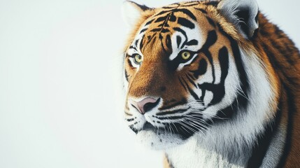 Fototapeta premium Close-up Portrait of a Tiger's Face with a White Background
