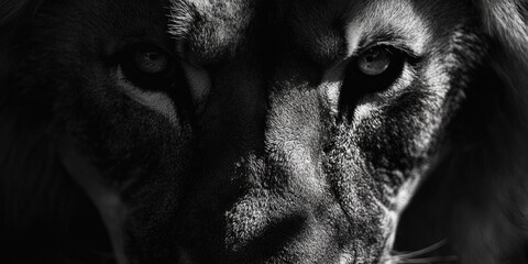 Dog's Face in Black and White,