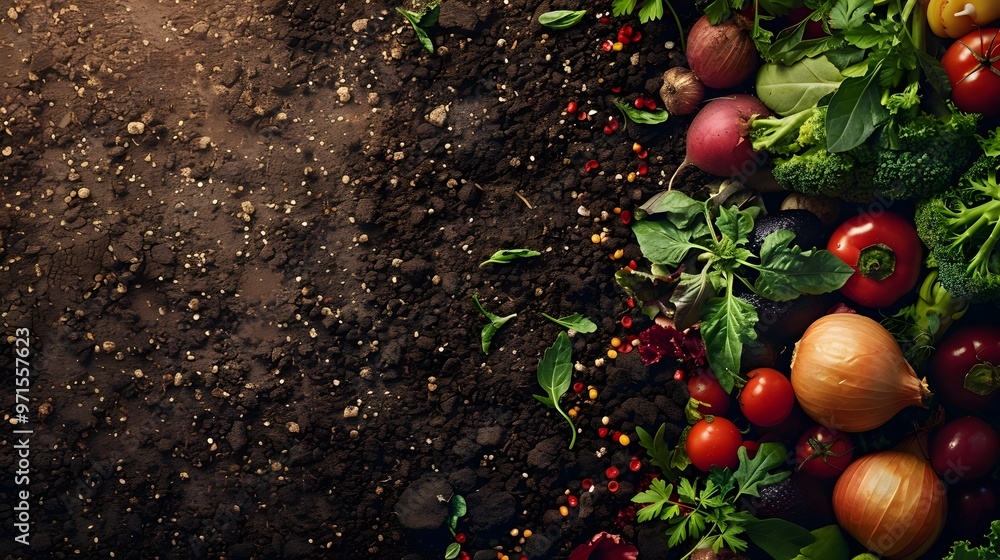 Poster community composting project turning food scraps into rich soil promoting circular economy practices