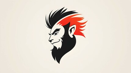 Fototapeta premium Abstract Man with Spiky Hair and Beard Logo Design