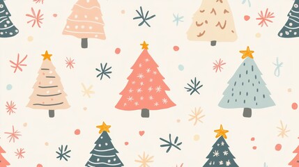 Adorable Christmas Tree Pattern with Minimalist Festive