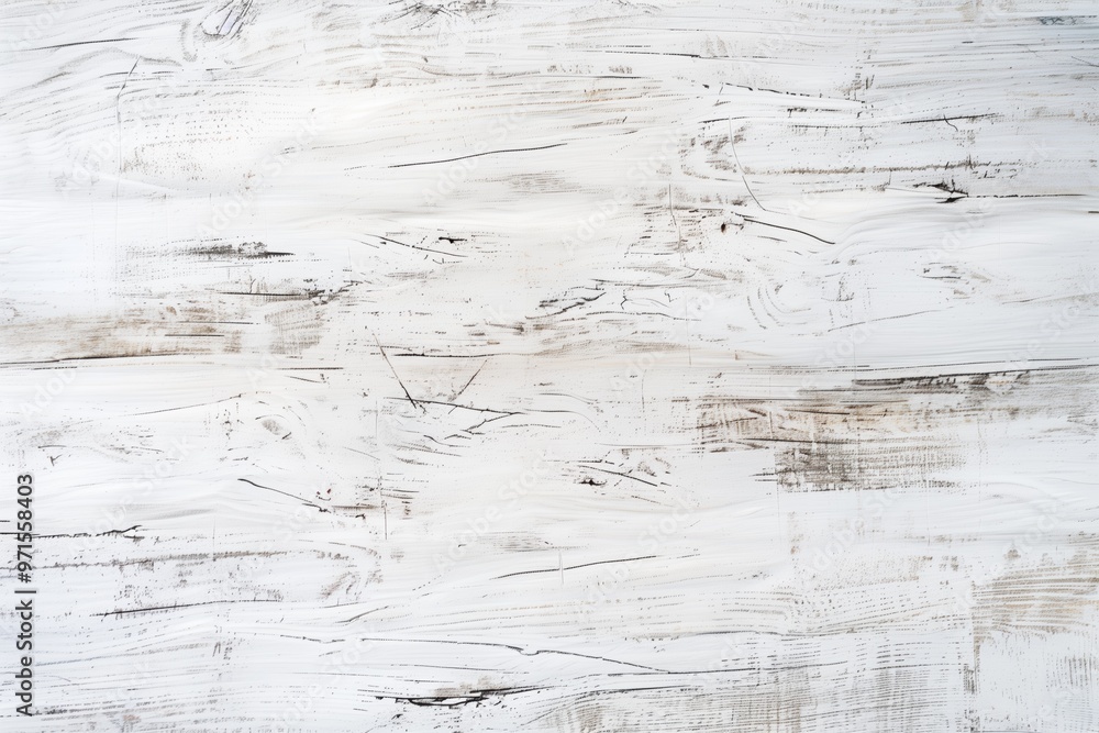 Poster a textured white wooden surface with subtle gray streaks and marks, creating a rustic and weathered 