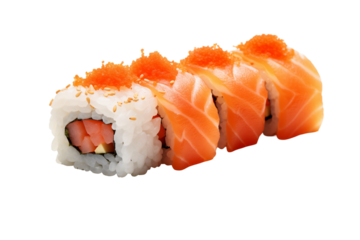 Sushi on transparent background. Sushi themes. Asian cuisine themes. Asian restaurant. Sushi making. PNG cut out. Image for graphic designer. Image for flyers.