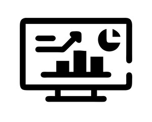 Data analytics icon with computer screen vector art