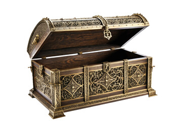 Single medieval storage treasure, full body centered, isolation against white background, high quality, stock photograph, ultra clear, highly detailed, studio lighting