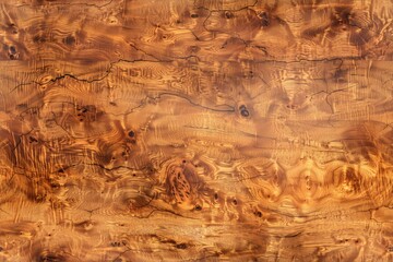Fototapeta premium Beautifully textured wooden surface with intricate patterns and rich brown tones, showcasing the natural grain and knots of the wood.