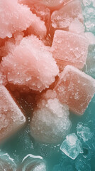 Fototapeta premium Colorful Ice Cubes in Blue and Red Tones