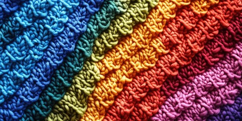 Multicolored Knitted Blanket Close Up