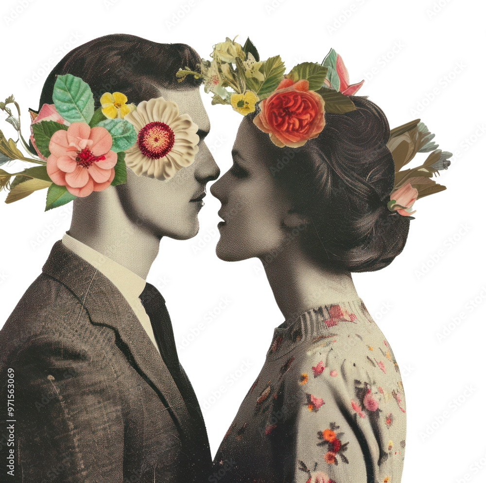 Canvas Prints Retro man and woman flower photography accessories.