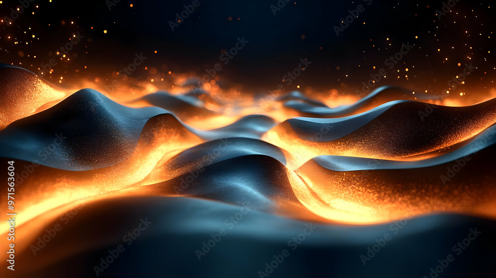 Aufkleber abstract landscape of glowing waves, creating a mesmerizing visual effect.