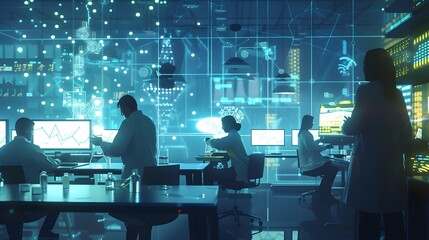 Virtual Lab with Remote Scientists Conducting Experiments and Sharing Data in Real time Remote Concept