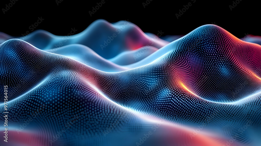 Aufkleber abstract representation of flowing waves with colorful dots and gradients.