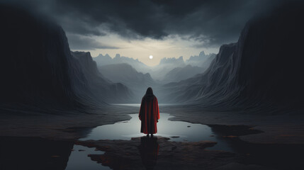 generated illustration of the ascension of jesus into heaven