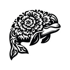 Naklejka premium Beluga in folk art