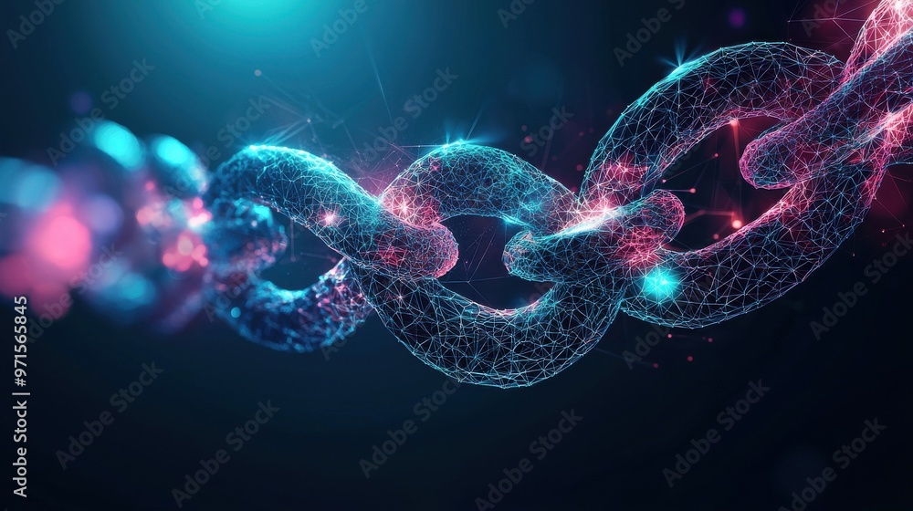 Poster infinite chain of thought: a chain of abstract shapes representing ideas, each held by a different t
