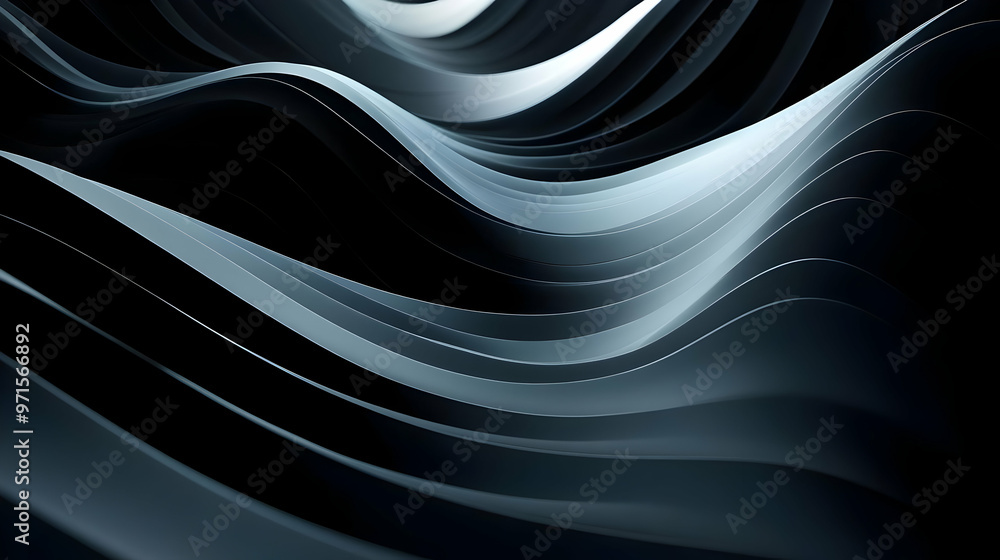 Aufkleber abstract waves in shades of black and gray create a fluid, dynamic visual effect.