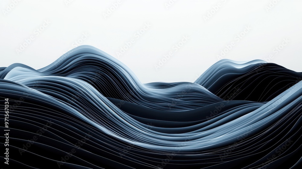 Poster layers of abstract waves converging into a central point, symbolizing the collective input and influ