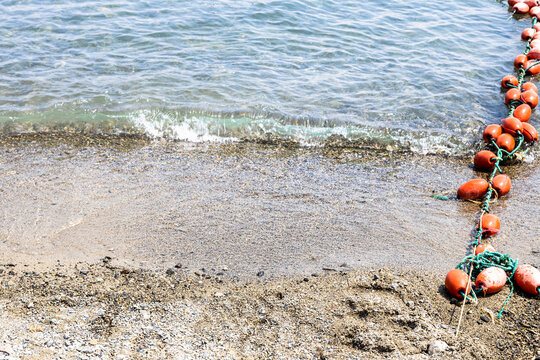sand beach of Lake Sevan, Armenia in summer