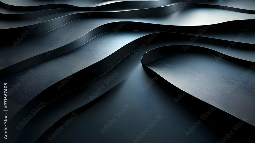 Poster abstract waves of dark material create a smooth, flowing texture.