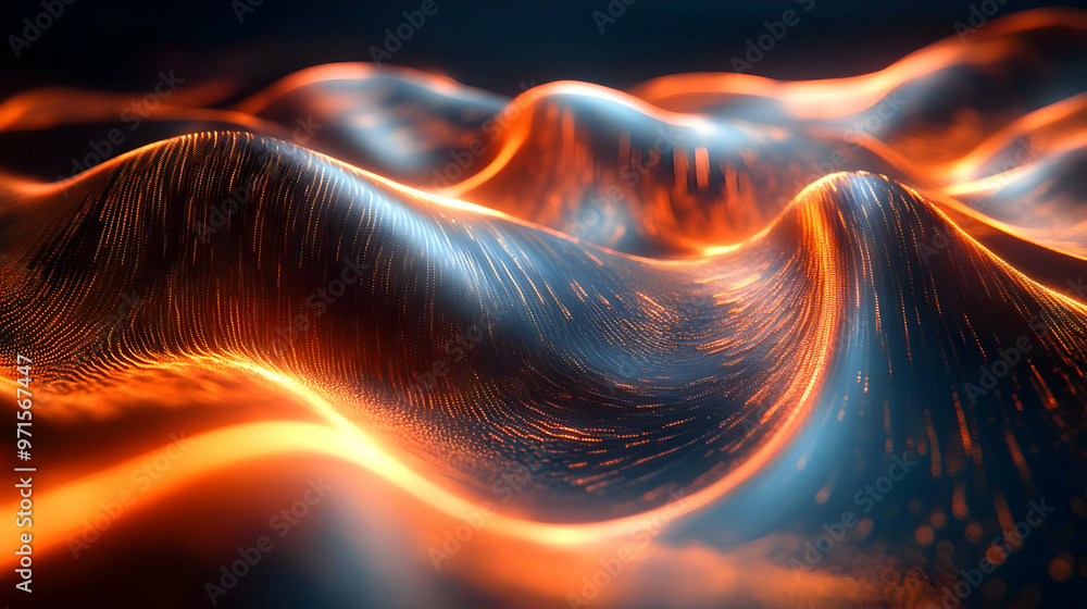 Poster abstract waves of glowing light create a mesmerizing visual effect.