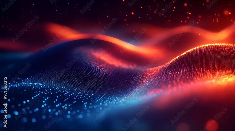 Aufkleber abstract waves of light and color create a dynamic, ethereal landscape.