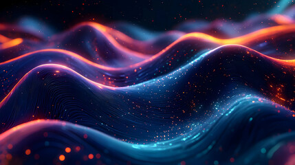 Abstract waves of light and color create a dynamic, flowing visual experience.