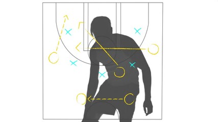 Animation of strategy over basketball player - Powered by Adobe