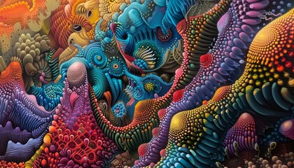 Fototapeta premium Captivating Kaleidoscope of Abstract Organic Patterns and Surreal Shapes Representing the Depth of the Imagination