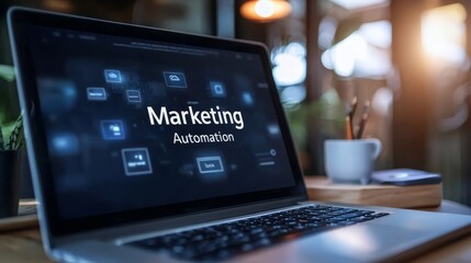 Digital Marketing Automation Concept on Laptop Screen