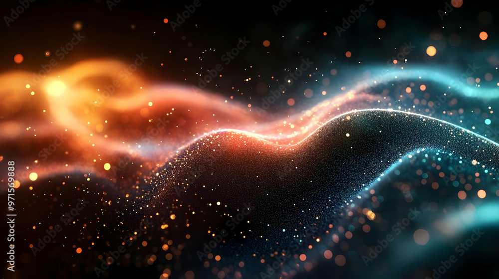 Aufkleber abstract waves of light and particles creating a dynamic visual effect.