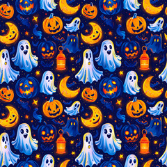 Obraz premium Halloween holiday seamless pattern.