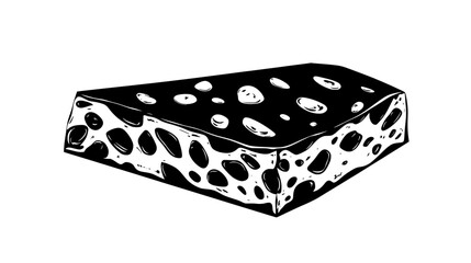 Nougat piece with smooth exterior and internal texture showing nut inclusions, vector illustration art