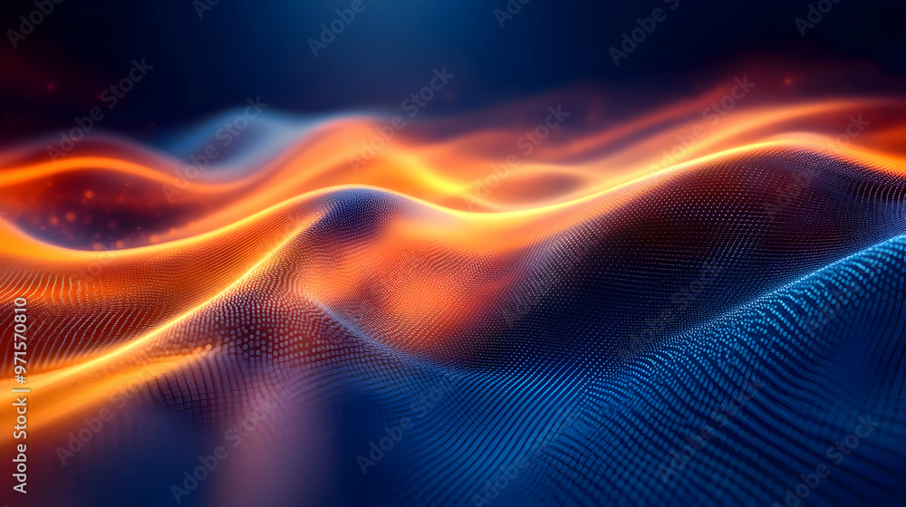 Poster abstract waves of light in vibrant colors create a dynamic, energetic visual effect.
