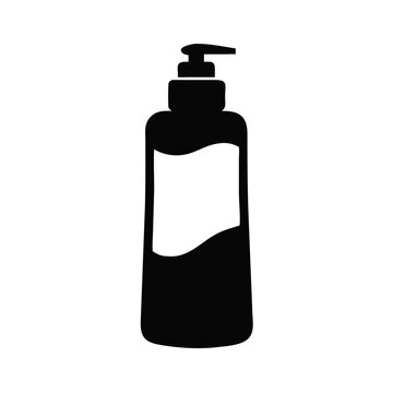 recommend clip art: Cosmetic bottle silhouette with pump dispenser on a white background for skincare product concept