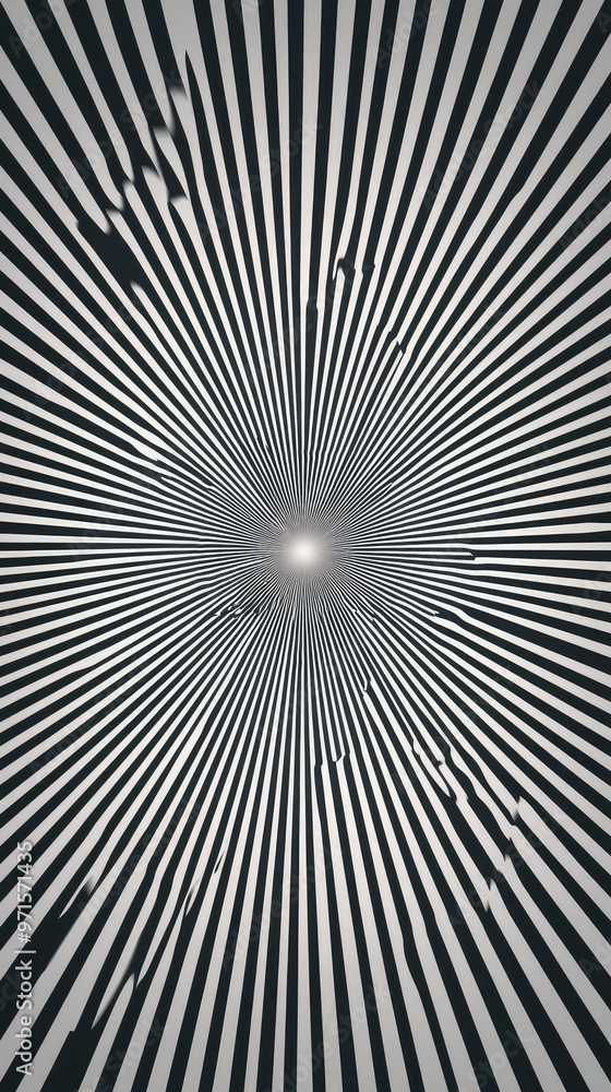 Aufkleber Minimalist radial pattern of subtle gray and white lines creates depth
