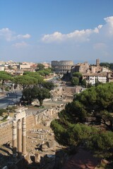 Fototapeta premium Looking towards the Colosseum from the Monument to Victor Emmanuel II, Rome.
