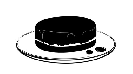 Small circular cake on an uncluttered plate, vector illustration art