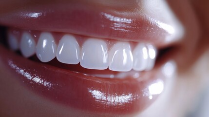 Close up of a Radiant and Gleaming Smile Illuminated by Soft Light