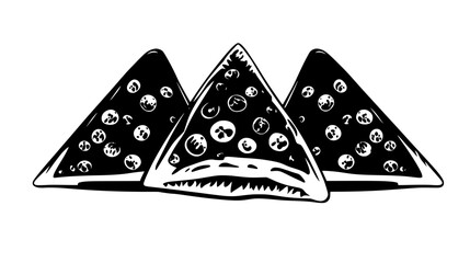 Three cannoli in a straight line, no visible background or props, vector illustration art