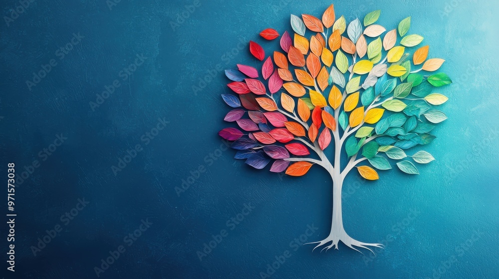Poster personality tree: a vibrant tree with each branch and leaf representing different aspects of a perso
