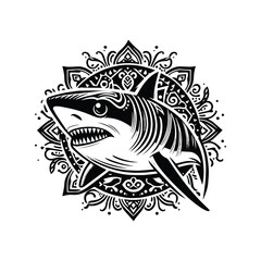 Naklejka premium Shark fish in bohemian