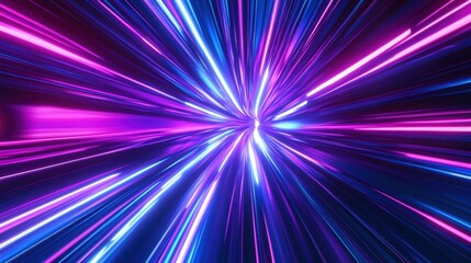 Abstract Purple and Blue Neon Light Streaks Background
