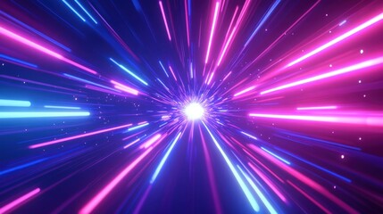 Abstract Neon Lights Tunnel Background