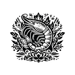 Obraz premium Shrimp in folk art