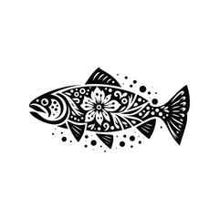 Fototapeta premium Trout fish in folk art
